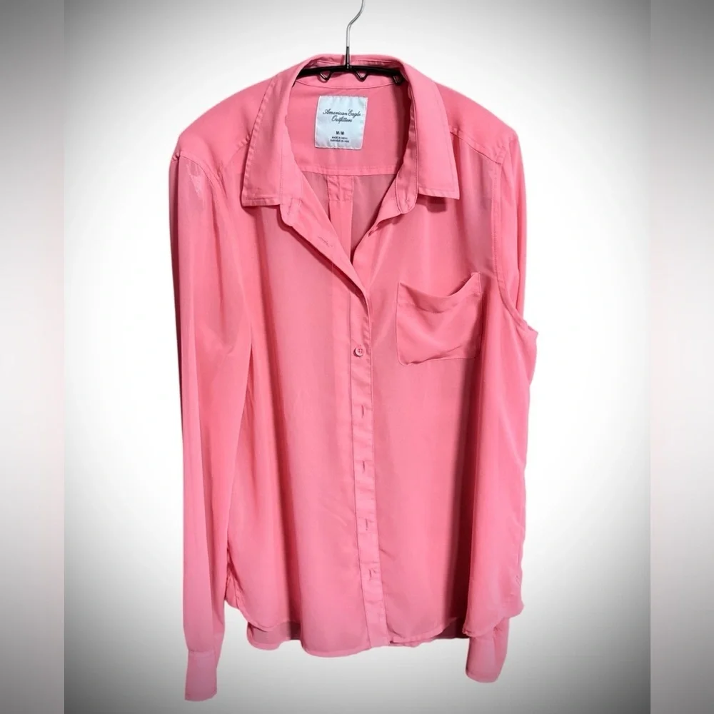 American Eagle Outfitters pink Button-Down Shirt